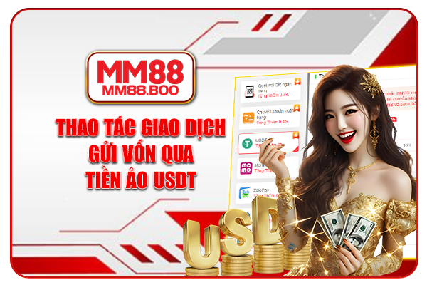 Thao tác giao dịch gửi vốn qua tiền ảo USDT